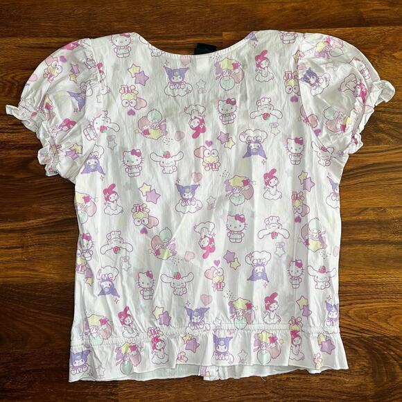 Hello Kitty And Friends Pastel Ruffle Button-Up Top Size XL - Picture 7 of 7